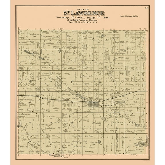 Historic City Map - St Lawrence Wisconsin - 1912 - 23 x 26.27 - Vintage Wall Art