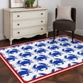 thumbnail image 3 of Blue Coastal Carb Area Rugs 3'x5', Washable Small Throw Rugs for Living Room Bedroom, Nautical Ocean Marine Life Red Striped Indoor Outdoor Rug Non-Slip Low Pile Carpet Runner Reversible Floor Mats, 3 of 8
