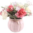thumbnail image 1 of HeZelect Artificial Hibiscus Rose,Pumpkin Pot,Artificial Flower Hemp Rope Ceramic Greenery Plant Decoration for Office Living Room Home Garden Desk Wedding Photography Prop Bonsai Pink, 1 of 1