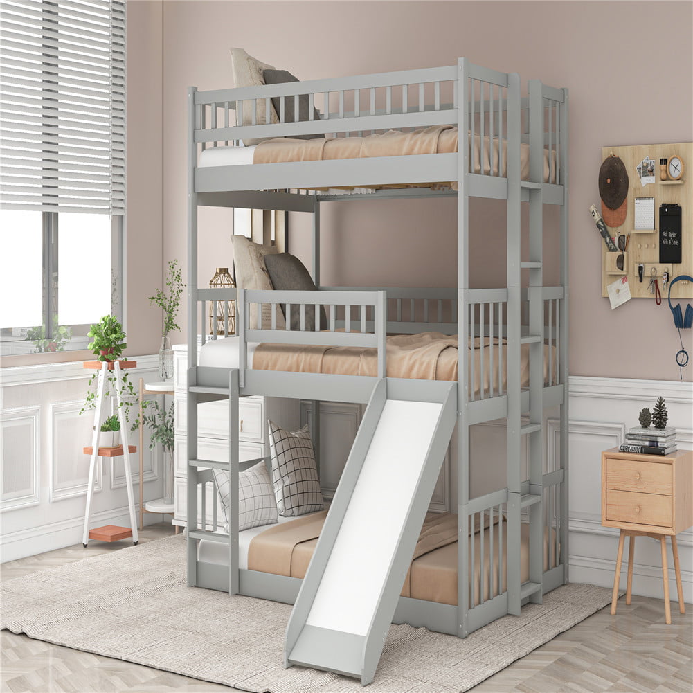 Eastvita Triple Bunk Bed With Built In, Bunk Bed Covering Window