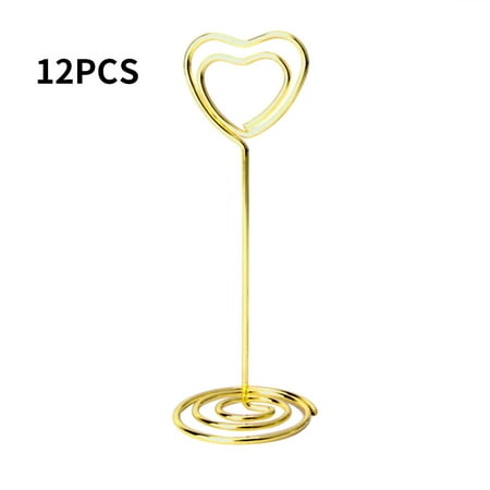 

DRASHOME 12pcs Table Number Holders Metal Card Paper Stands Wedding Office Paper Multi-Purpose Clamps Golden