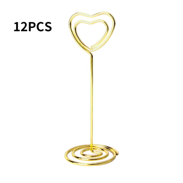 Soportes de número de mesa de 12 piezas Soportes de papel para tarjetas de metal Abrazaderas multiusos de papel de oficina para bodas, Dorado Kearding HA8821-01B