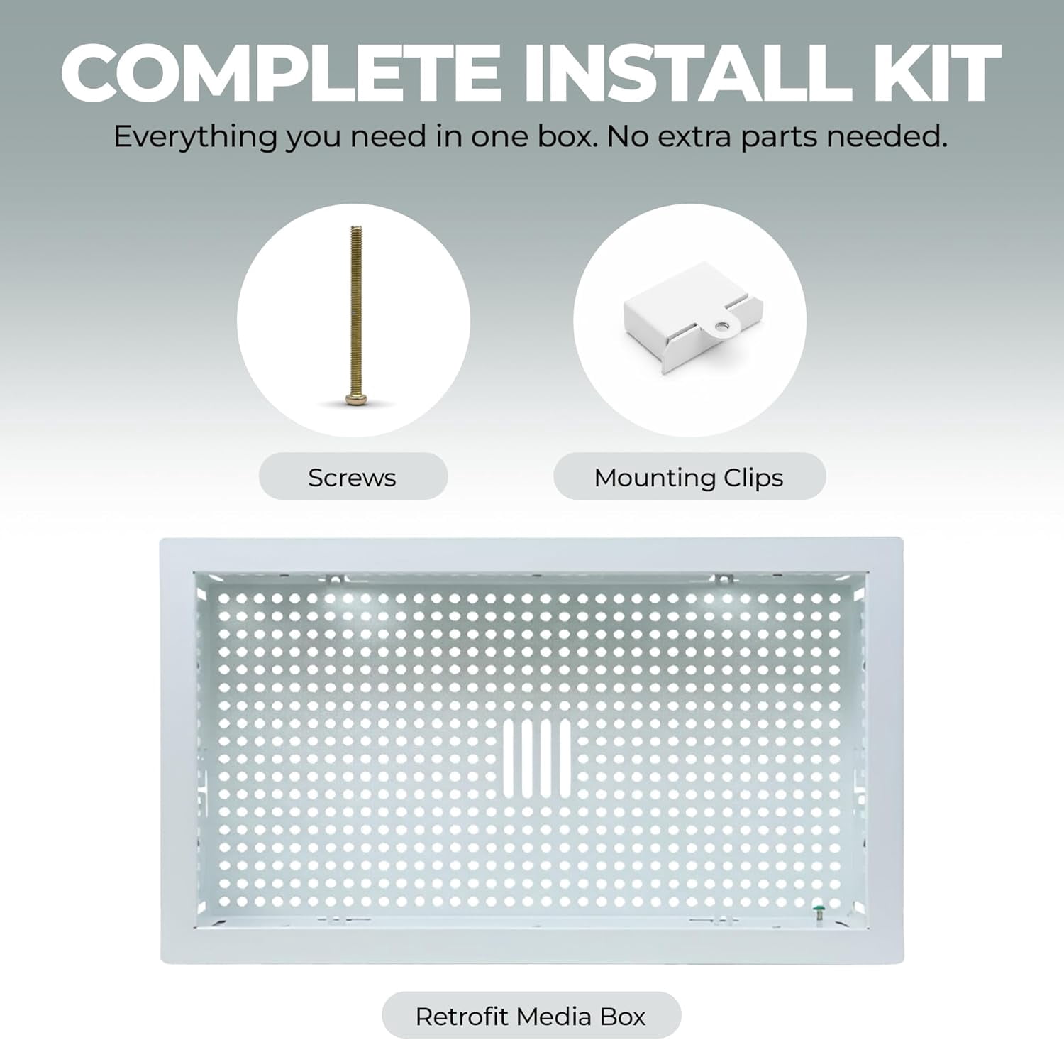 White Box In-Wall Retrofit Media Enclosure for Samsung The Frame TVs, One Connect Box & Streaming Devices – Steel Flush Mount Cable Management