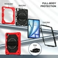 thumbnail image 4 of ELEHOLD Rugged Hybrid Case For Apple iPad Air 13 (2024), with Built-in Kickstand 360° Rotating Handstrap Pencil Holder Crossbody Shoulder Strap Shockproof Heavy Duty Case, Red+Black, 4 of 10