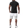 thumbnail image 4 of Ramiter Men Casual Outfits Men's 2 Pieces Set Casual Shirts Short Sleeve Beach Shorts Summer Pants Outfits Black,3XL, 4 of 8