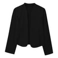 thumbnail image 6 of Blazer for Women Notched Lapel Business Office Jacket Casual Elegant Open Front Cropped Button Down Cardigan Long Sleeve Work Loose Black XXL, 6 of 9