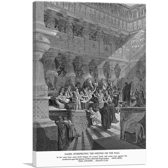 ARTCANVAS Daniel Interpreting The Writing On The Wall Canvas Art Print by Gustave Dore - Size: 40" x 26" (1.50" Deep)
