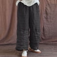thumbnail image 2 of VEKDONE Women Wide Leg Pants Fashion Color Block Patchwork Palazzo Pants Summer Casual Elastic Waist Loose Fit Travel Trousers with Pockets Black XXXL, 2 of 6