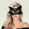 thumbnail image 5 of Unique Bargains 1 Pc Cat Ears Party Mask Black Plastic Lace, 5 of 5