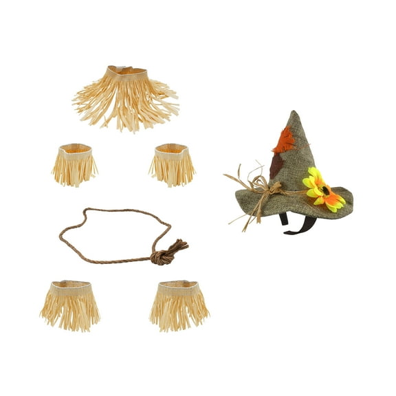 Nicky Bigs Novelties Womens Mini Scarecrow Hat on Headband Faux Straw Kit Halloween Costume Accessory