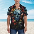 thumbnail image 2 of Pofeuu Butterfly Flower Skull A Print Hawaiian Shirt for Men Sleeves Casual Button Down Summer Beach Dress Shirts T-Shirts,XX-Large, 2 of 7