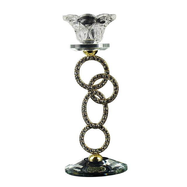 Portavelas de pilar creativo, candeliere de cristal incrustado con de imitación, candelieres , decoración de para fiestas Macarena Soporte de vela de cristal del pilar