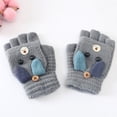 thumbnail image 4 of Flmtop Winter Warm Kids Boys Girls Cartoon Dog Flip Top Knit Half Finger Gloves Mittens, 4 of 8