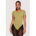 thumbnail image 2 of Women's Striped Short Sleeve Crew Neck Bodysuit, 2 of 4