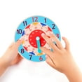 thumbnail image 4 of Light Blue Wooden Learning Clock Toy Time Telling Educational Puzzle Numbers Colors Cognitive Development Early Math Skills Teaching Aid For Kids 7.44X0.98 Inch 0.07 Lbs, 4 of 5