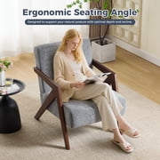 Ebello Mid-Century Modern Accent Chair – Small Plaid Fabric Armchair for Living Room, Bedroom, Office, Easy Assembly,Set of 2(Blue-White Plaid)