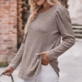 thumbnail image 7 of WREESH Womens Loose Crewneck Sweatshirt Fashion Round Neck Color Long Sleeve Blouse Beige, 7 of 7