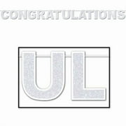 Silver Glittered Congratulations Letters Streamer Banner Flag Decoration