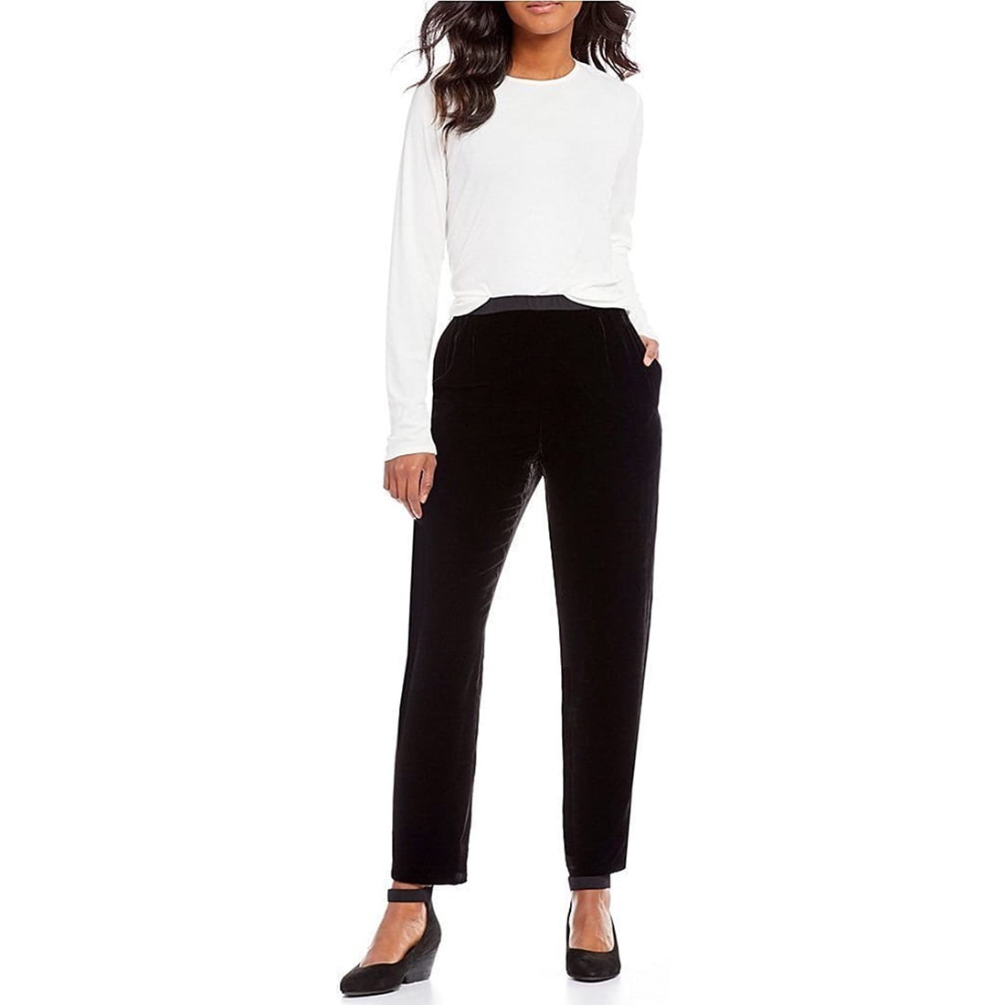 Eileen Fisher Black Velvet Ankle Length 