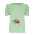 thumbnail image 5 of Mujeres Casual de manga corta de impresión plisada corta cuello redondo camiseta suelta blusa Tops OAVQHLG3B Store lin121212, 5 of 5