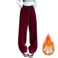 thumbnail image 2 of LUOGENLI Pantalon Décontracté Femme Jambe Droite Pantalon de Survêtement Version Étroite en Coton Pantalon Décontracté Femme Jambe Grand Coupe Décontractée Extensible Rouge G, 2 of 6