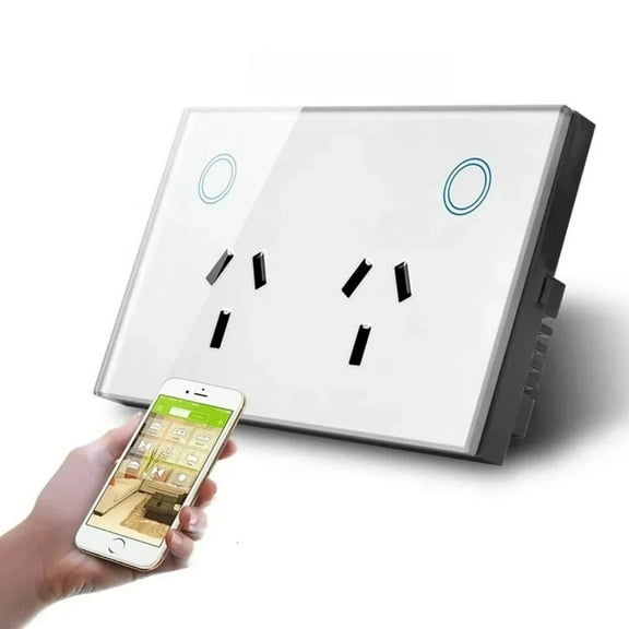 Melery Smart AU Wall Outlet - Matter Protocol, Tempered Glass Panel, Voice Remote, Compatible with SmartThings, Homekit & Smart Home Ecosystems