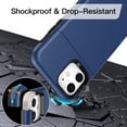 thumbnail image 3 of JETech Wallet Case for iPhone 12/12 Pro 6.1-Inch with Card Holder, Dual Layer Shockproof Protective Phone Cover, Sliding Hidden Slot (Cobalt Blue), 3 of 7