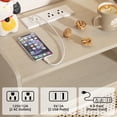 thumbnail image 4 of LELELINKY 2pc Rattan Nightstand with Charging Station, Boho Bedside Table with Handmade Drawer & Open Shelf for Bedroom, Grey, 4 of 6