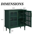thumbnail image 4 of CBJCBJ 31.4" Accent Cabinet with 2 Lattice Glass Door and Adjustable Shelves, Sideboard Cabinets, Green, 4 of 12