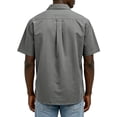 thumbnail image 3 of Uwinwear Mens Button-Up Shirts Short Sleeve Breathable Solid Color Shirts Casual Vacation Beach Summer Water-washed cotton Tops,Gray,XL, 3 of 3