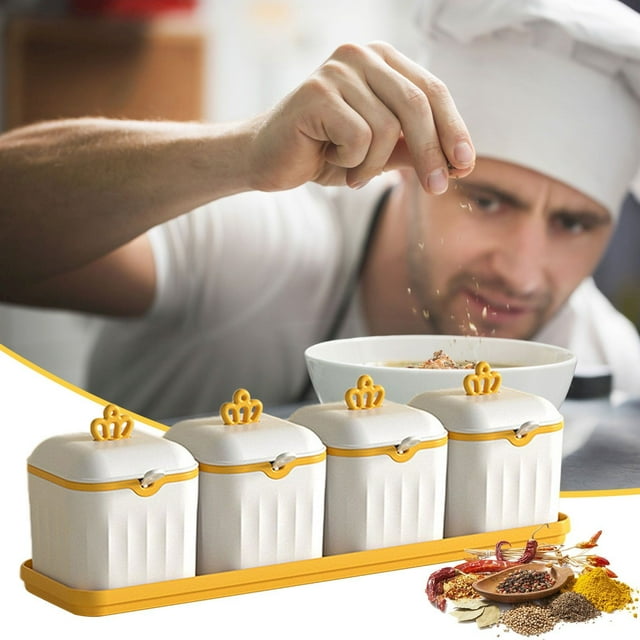 Fournitures de Cuisine Pot à Condiments avec Couvercles et Cuillères Bol à Sucre avec Couvercle et Cuillère Ensemble de Casseroles Contenant de Rangement pour Assaisonnement pour Sucre Cruet Pots à Condiments avec Cuillères