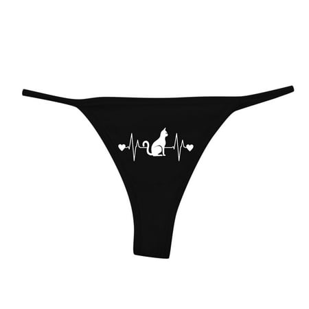 

Womens Funny Printing Plus Size Solid Color High Waist Thongs