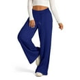 thumbnail image 4 of CLOISE Pull on Wide Leg Pants for Women Casual Wide Leg Pants With Pocket Pants High Waisted Stretchy Wide Leg Pants Pull On Capri Lounge Pants Pull On Wide Leg Pants Blue, 4 of 7