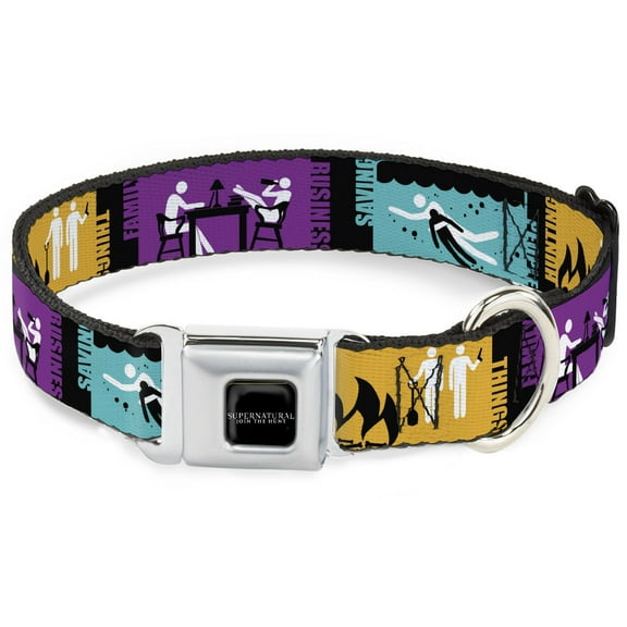 Supernatural Pet Collar, Dog Collar Metal Seatbelt Buckle, Supernatural Saving People Hunting Things Family Business, 9.5 to 13 Inches 1.0 Inch Wide