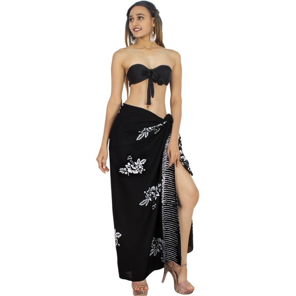 HAPPY BAY Women's Beachwear Summer Bikini Wraps Beach Wrap Swimwear Coverups Sarong Swim Cover up Skirt Bathing suit Swimsuit Pareo for Women One Size Coal, Floral