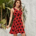thumbnail image 5 of Black Polka Dots on Red Background Sundress Sleeveless Dress Summer Women Clothes Dress for Women Dresses, 5 of 7