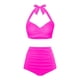 thumbnail image 3 of Traje de Baño Mujer Conjunto de Bikini Push Up Sexy Para Mujer, Traje de Baño de Dos Piezas de Cintura Alta, Tankini Con Estampado Fruncido Retro, Para Playa, Piscina y Fiesta 1836, 3 of 5