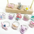 thumbnail image 2 of Anillo de aleación ajustable con dibujos animados para niños de estilo transfronterizo, lindo anillo de sirena con unicornio para niña, 2 of 6