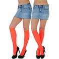 thumbnail image 4 of ToBeInStyle Women's Fashion Opaque Nylon Knee High Socks - Neon Orange, 4 of 7