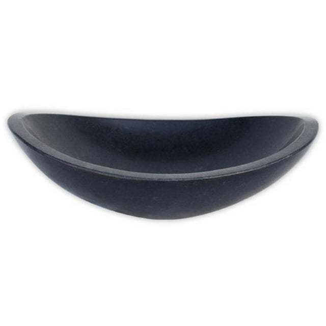 Eden Bath EB-S005BA-H Évier de Canot en Pierre, Basalte Noir Ajusté