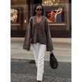 thumbnail image 4 of Elegant Solid V Neck Pocket Cardigan Women Casual Long Sleeves Single-breasted Loose Sweater 2024 New Autumn Lady Streetwear, 4 of 5
