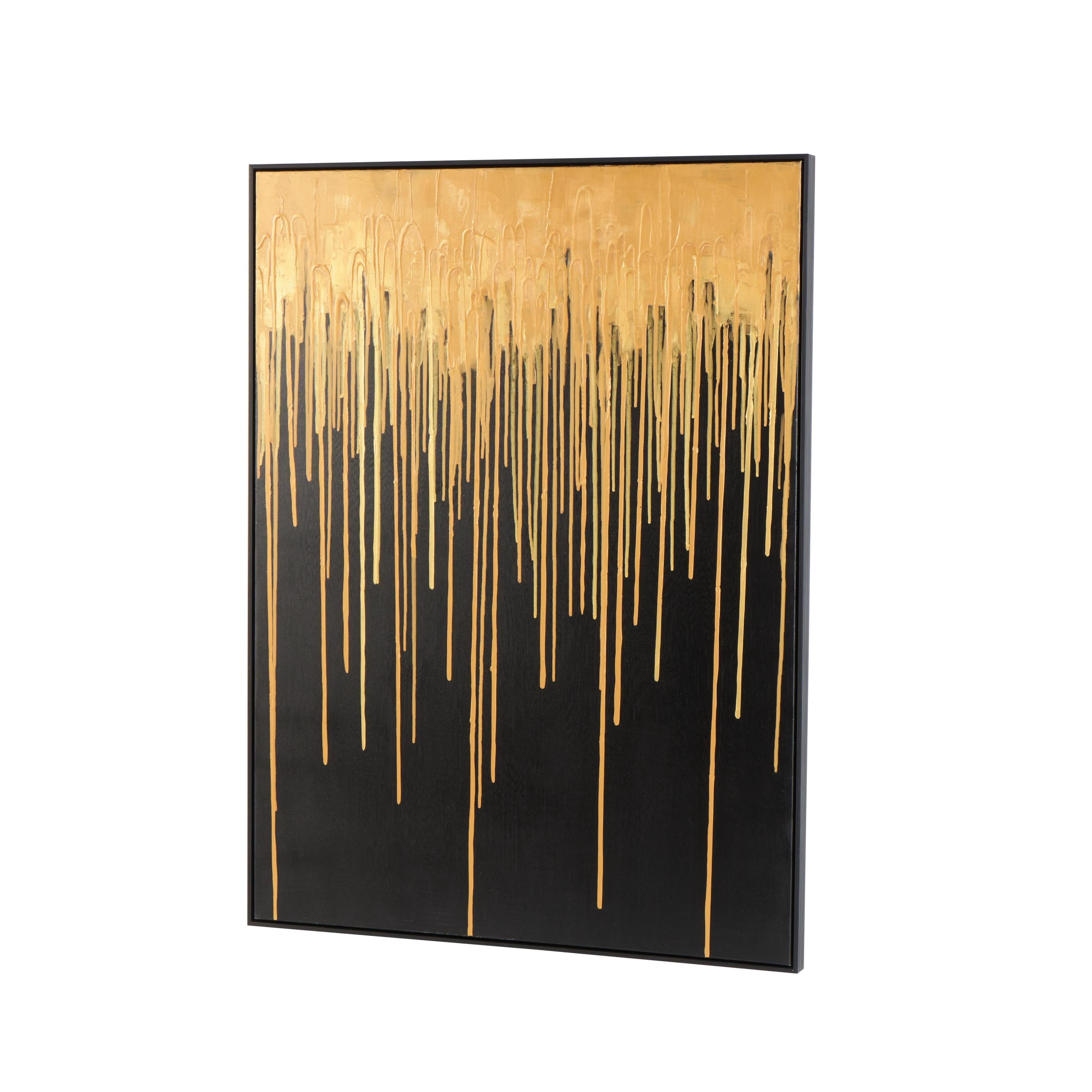 36" x 48" Melting Drip Abstract Framed Wall Art with Black Frame, by DecMode