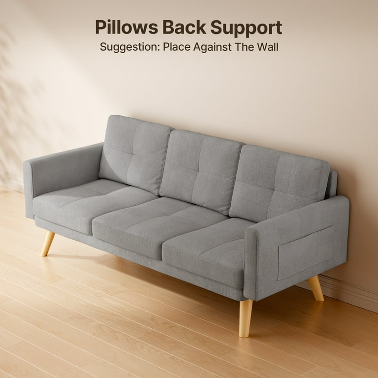 Lofka 69 Inch Sofa, Fabric Sofa Couch with Soft Armrest, 3 Lofka 69 Inch Sofa, Fabric Sofa Couch with Soft Armrest, 3