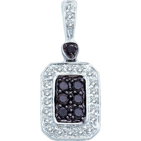 14K White Gold 0.26CT Black and White Diamond Round Cut Fashion Pendant