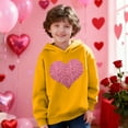 thumbnail image 2 of Fesfesfes Valentines Day Heart Print Hooded Pullover Long Sleeve Sweatshirt for Kids Boys Girls Casual Zip Up Hoodie with Pockets Cozy Fleece Tops for Children(Yellow,4 Years), 2 of 8