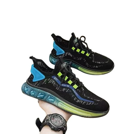 

SIMANLAN Mens Lightweight Sneakers Round Toe Athletic Shoes Hiking Casual Slip Resistant Trainers Black 8