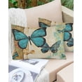 thumbnail image 6 of Retro Teal Butterfly Throw Pillow Cover 20 x 30 Inch Decorative Pillow Cover Summer Butterflies Vintage Lumbar Pillowcase Seasonal Rectangle Cushion Case for Couch Sofa Bed Living Room, 6 of 7