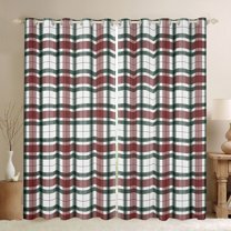 Homewish Abstract Stripes Grid Blackout Curtains Set of 2 (52x84 Each) For Teens Boys Girls,Geometric Lines Plaid Window Curtains,Minimalist Mid Century Curtains and Drapes,Lightweight Room Decor