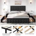 thumbnail image 5 of Bed Frame with Headboard,Linen Upholstered Platform Bed Frame with 4 Storage Drawers,Button Tufted Style,No Box Spring Needed, 5 of 7