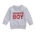 thumbnail image 1 of Chandail à Col Rond à Manches Longues pour Bébé Garçon « Mama‘s Boy », Chandail Molletonné, Haut, T-Shirt, Blouse, Noir, 0-6 Mois, 1 of 7